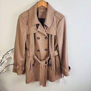 Calvin Klein Double Breasted Belated Wool Coat NWT Size 18